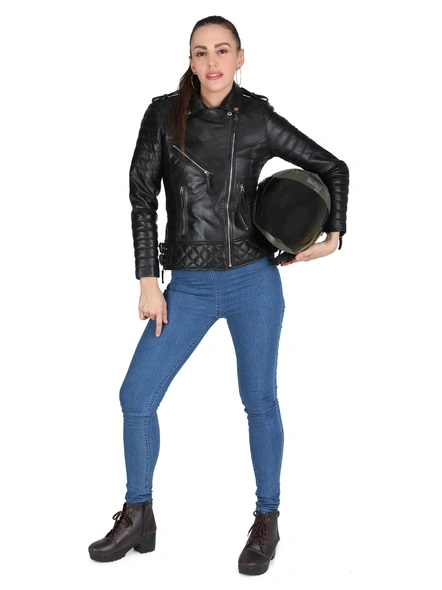 Biker Black Leather Jacket-BBLJ-L