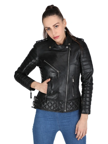 Biker Black Leather Jacket-XL-1