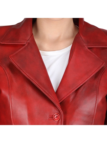 Sheepskin Leather Red Trench Coat-XS-5