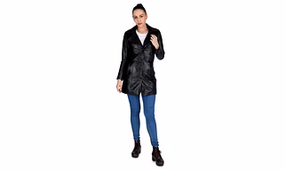 Sheepskin Leather Black Trench Coat