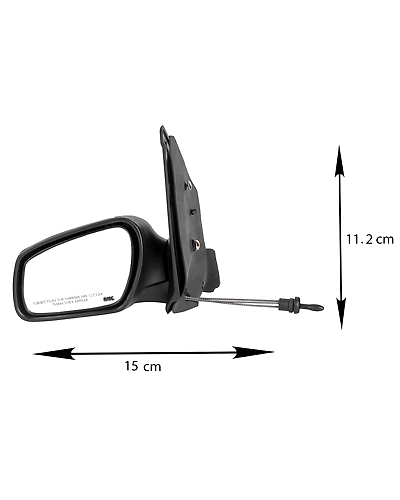 RMC Car side mirror suitable for Figo with lever (2010-2015) (ABS &amp; Glass) | Non Auto Fold | manually operated (Black)-LEFT SIDE (PASSENGER SIDE)-2