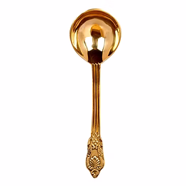 exquisite brass serving spoons set with handcrafted etching design (set of 3)