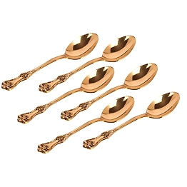 BulkySanta Brass Table Spoons with Handcrafted Etching Design | Royal dinnerware Set (Set of 6 pcs.)