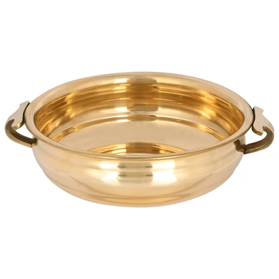 BulkySanta Brass Plain Urli Decorative Bowl (Size - 8 inches Diameter) (Weight - 550 Grams Approx.)