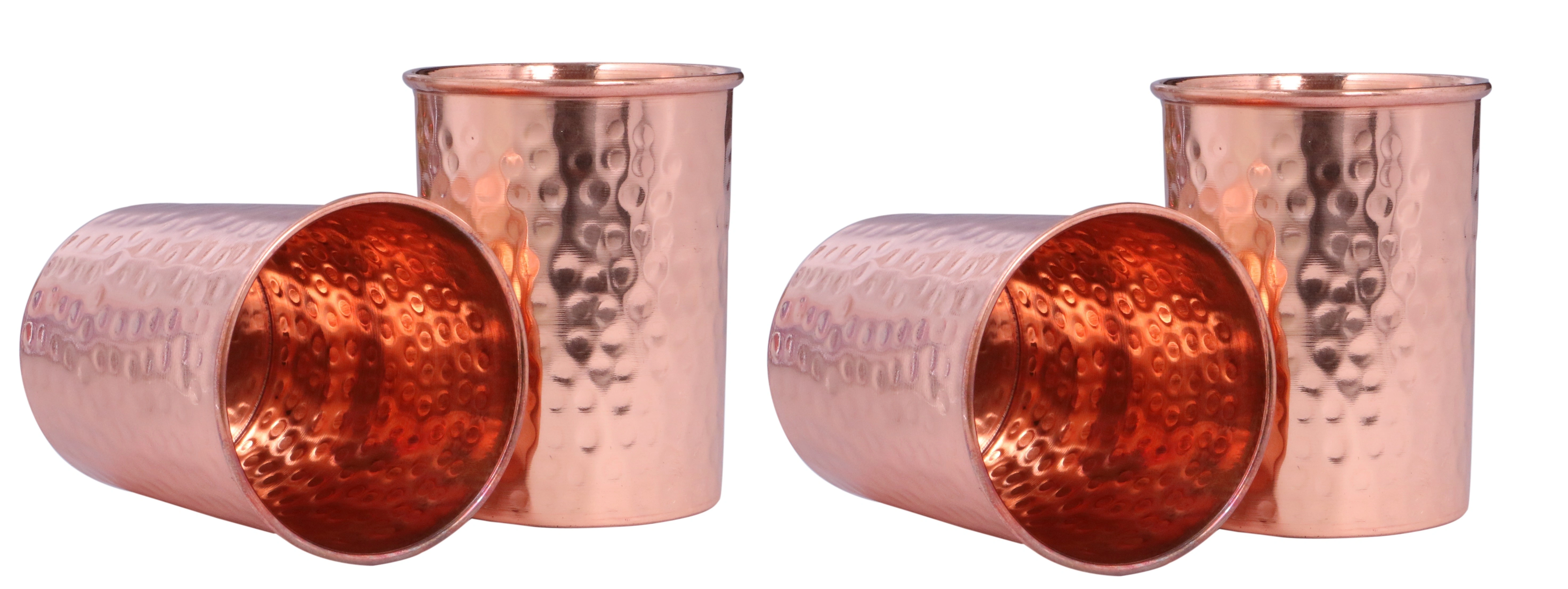 Pure Copper Glasses with Hammered Design (300 ML) - Set of 4-Copper-1