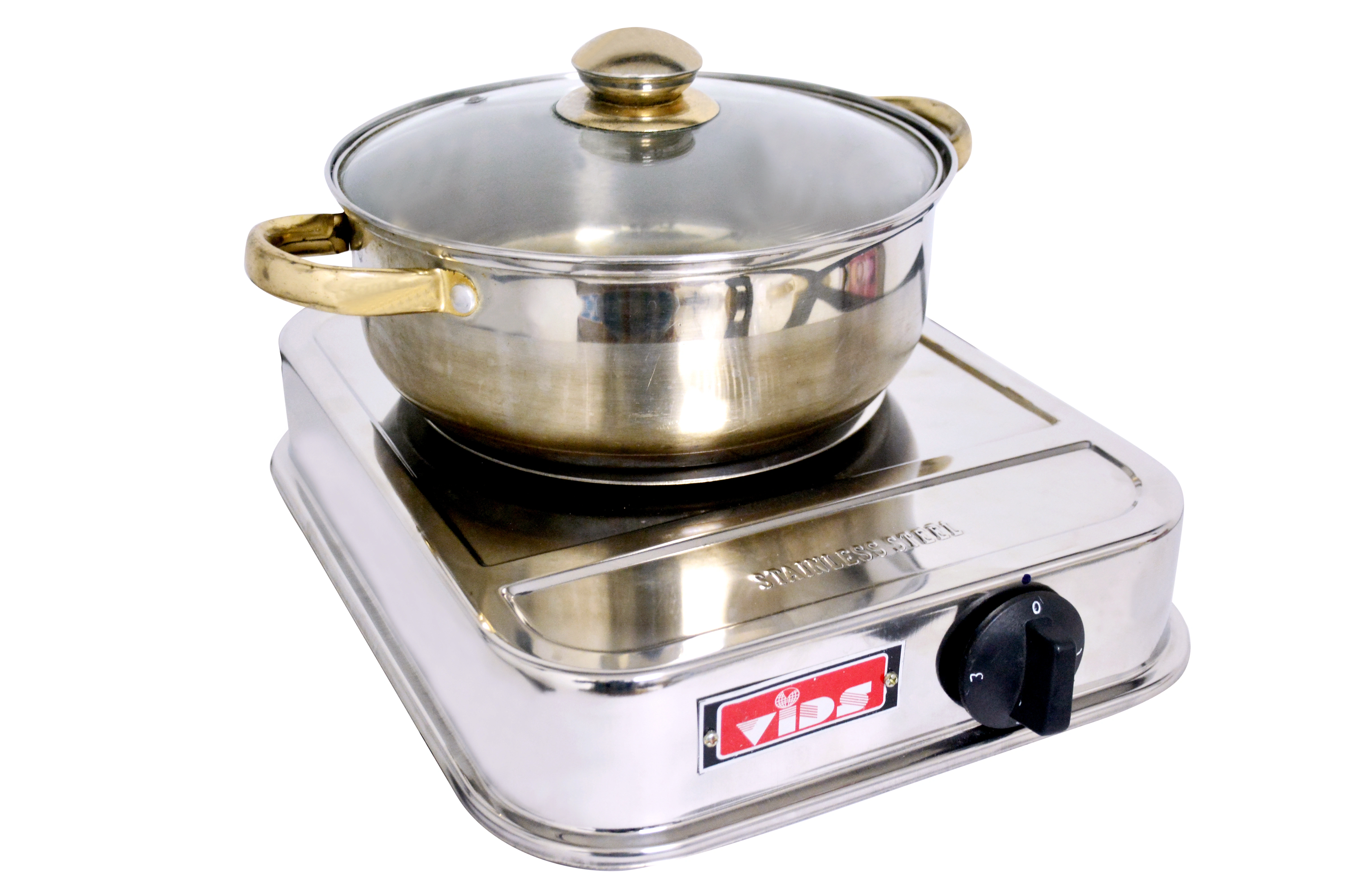 VIDS 2000 Watt Coil Electric Stove | G Coil Hot Plate 2000 watt | Electric Cooking Heater | Induction Cooktop (Stainless Steel Body)-Stainless Steel-2000-3