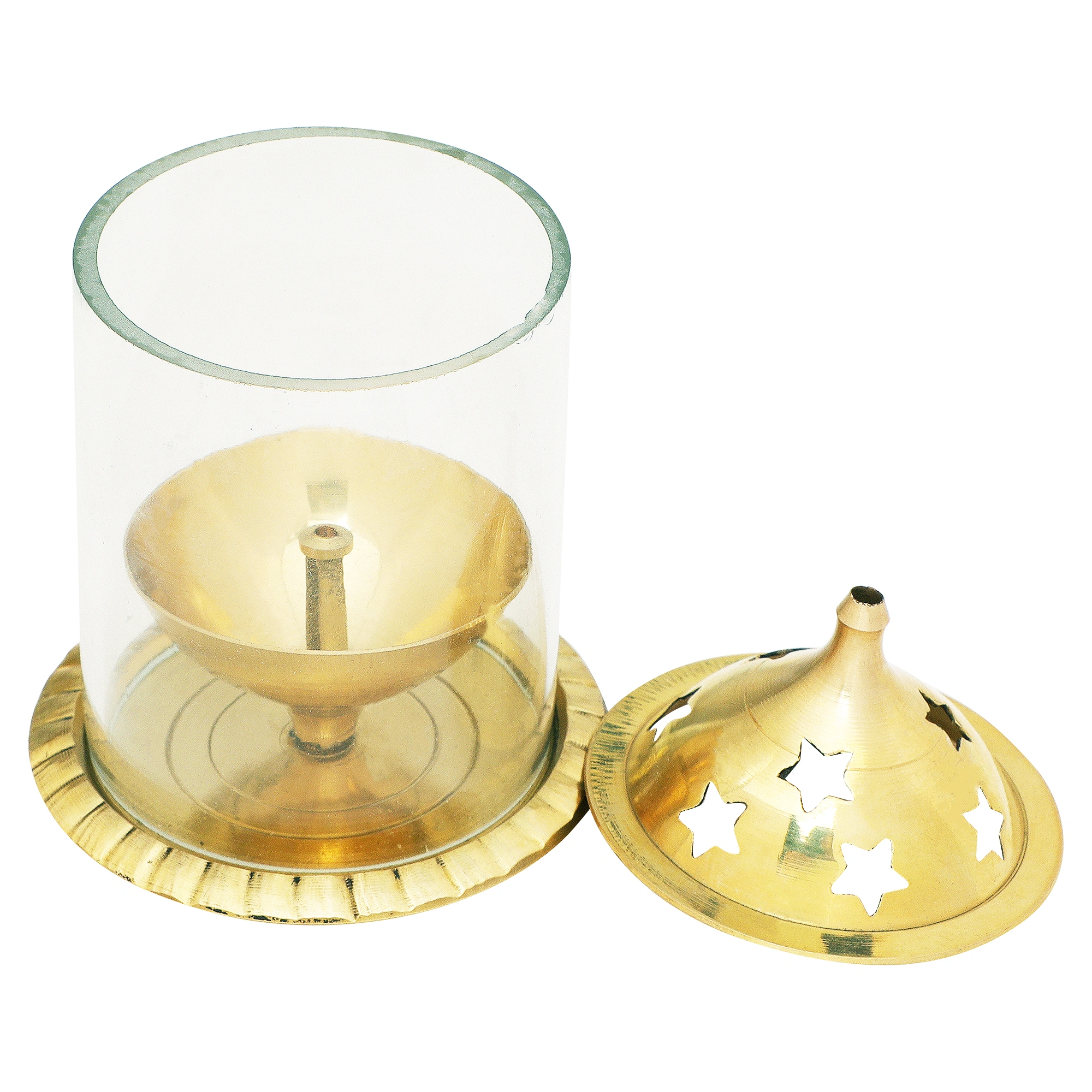 Brass Akhand Diya | Brass Akhand Jyot | Brass Diya with Cover (Large Size - 6&quot; x 4&quot; x 4&quot;)-3