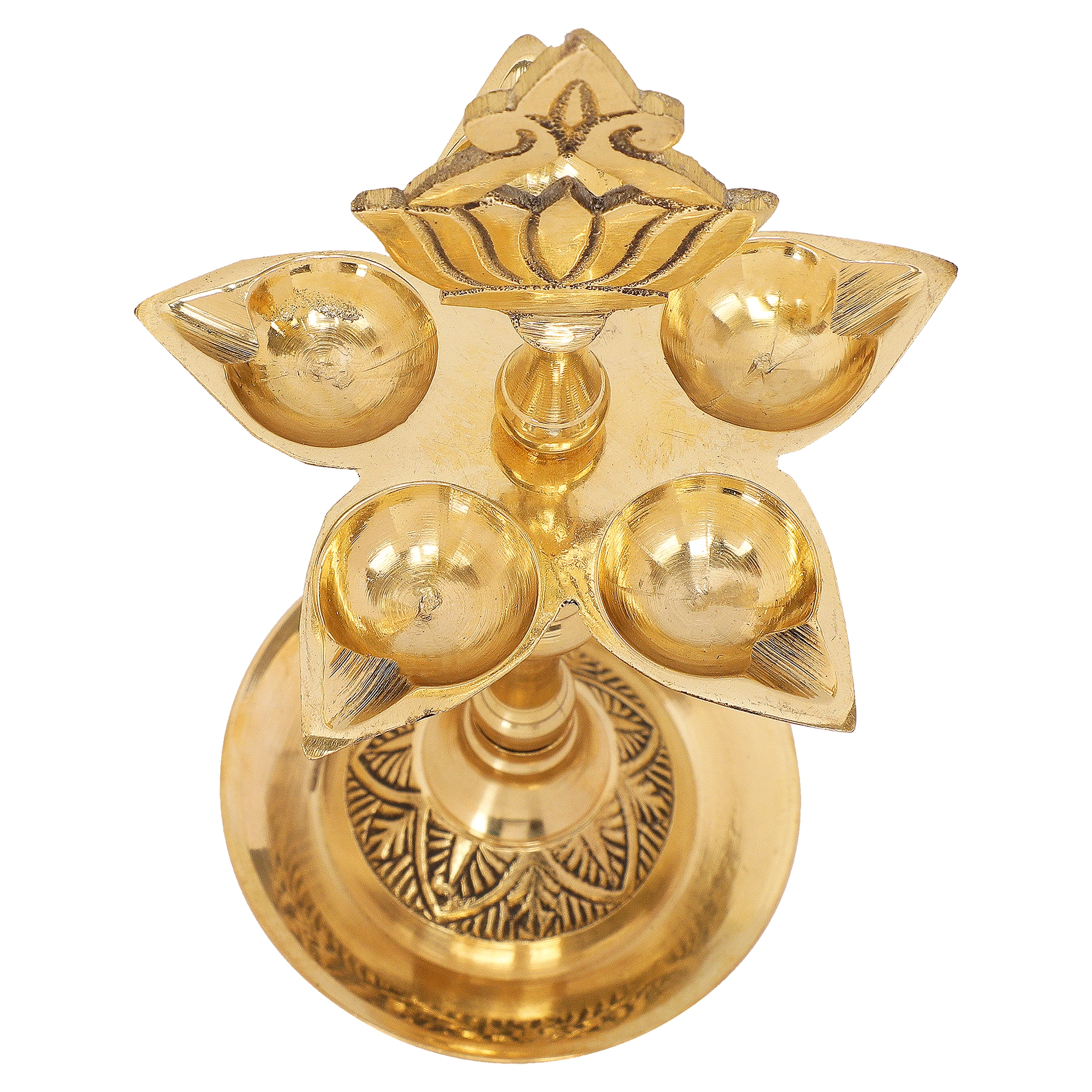 BulkySanta Brass Kerala Chirag Diya | Kuthuvilakku | Kamal Masuri Diya (Height - 8 inches/Weight - 200 grams approx.)-2