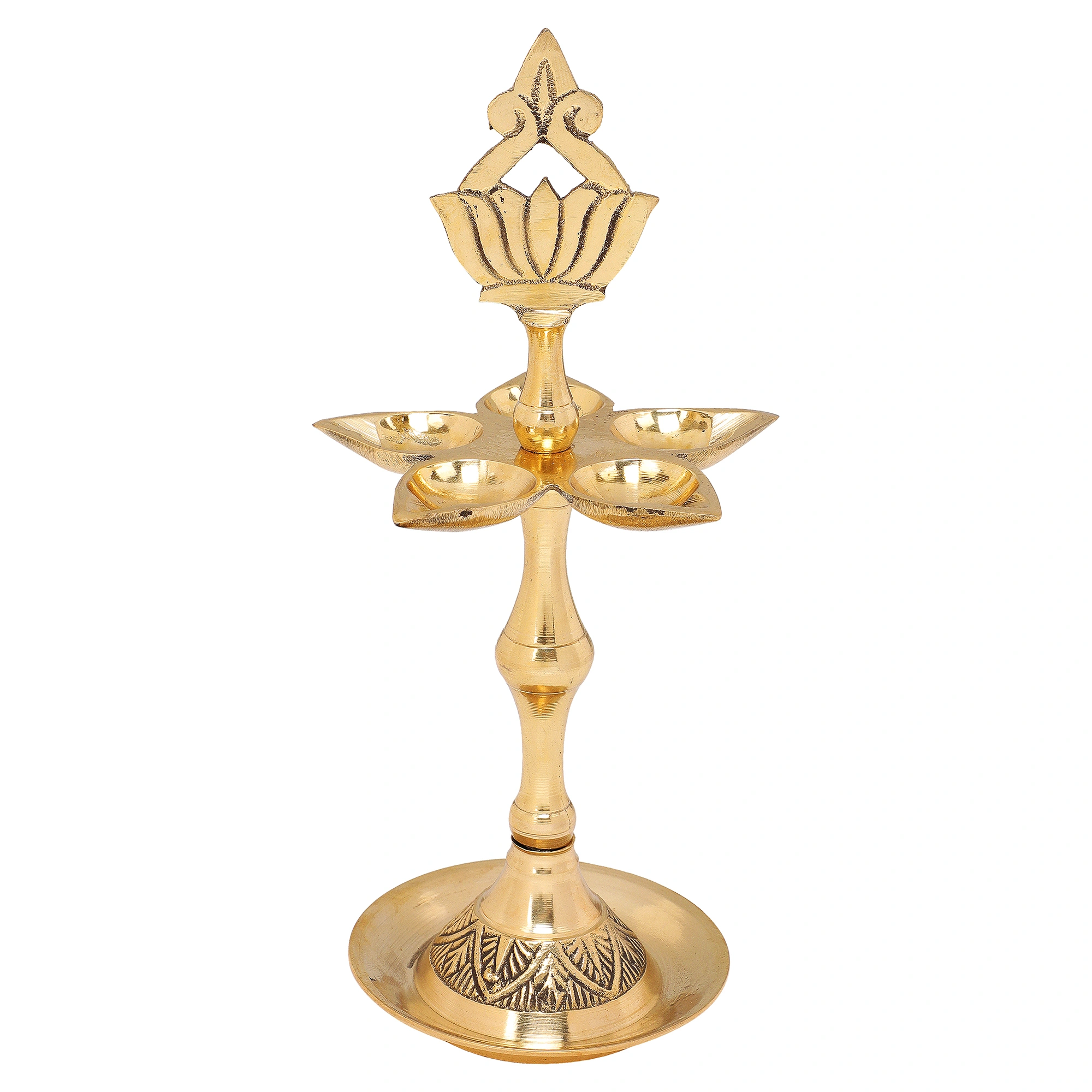 BulkySanta Brass Kerala Chirag Diya | Kuthuvilakku | Kamal Masuri Diya (Height - 8 inches/Weight - 200 grams approx.)-4