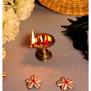 Kuber Pure Brass Mandir Diya Stand for Spiritual Home Decor