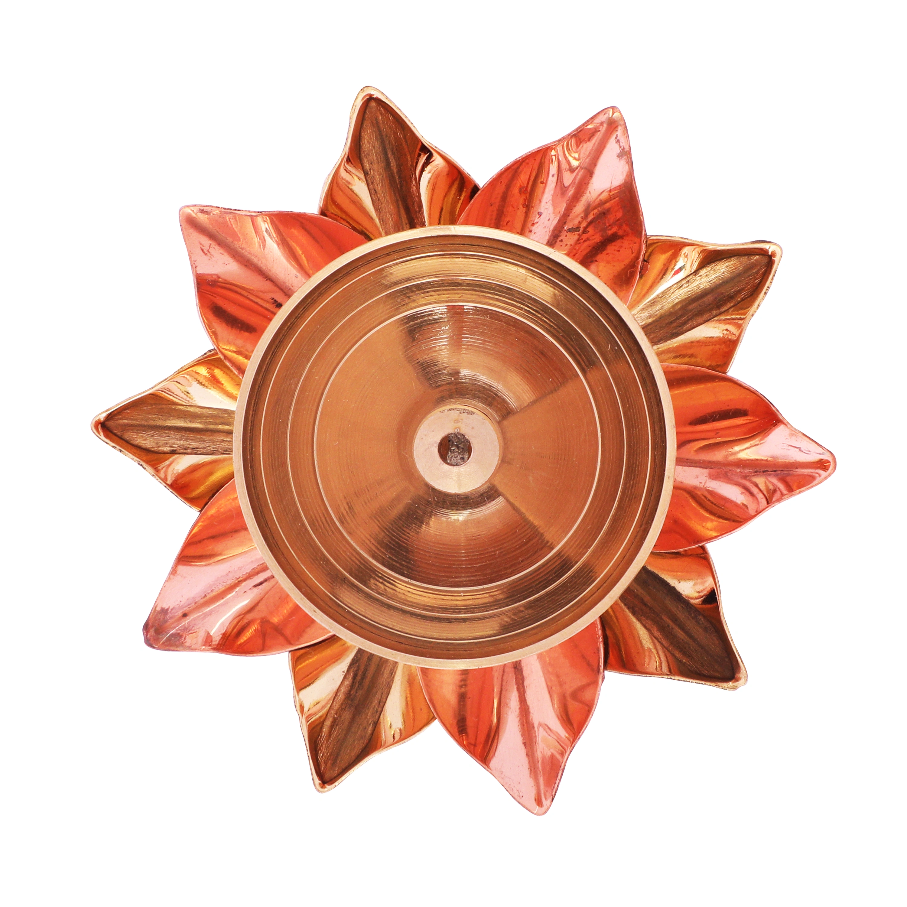 Brass Lotus Kamal Shape Metal Diya | Home Temple Decoration Oil Lamp Gift Items (Brass &amp; Copper) (Size 3&quot; x 3&quot; x 1.5&quot;) (2)-Copper Brass-3