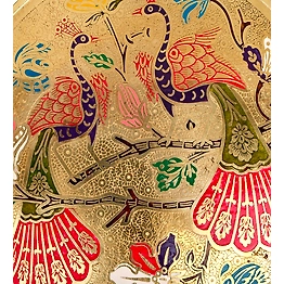 BulkySanta Pure Brass Plate with beautiful peacock design | Premium Peacock Design Pooja thali (Size - 9 inches) (1)