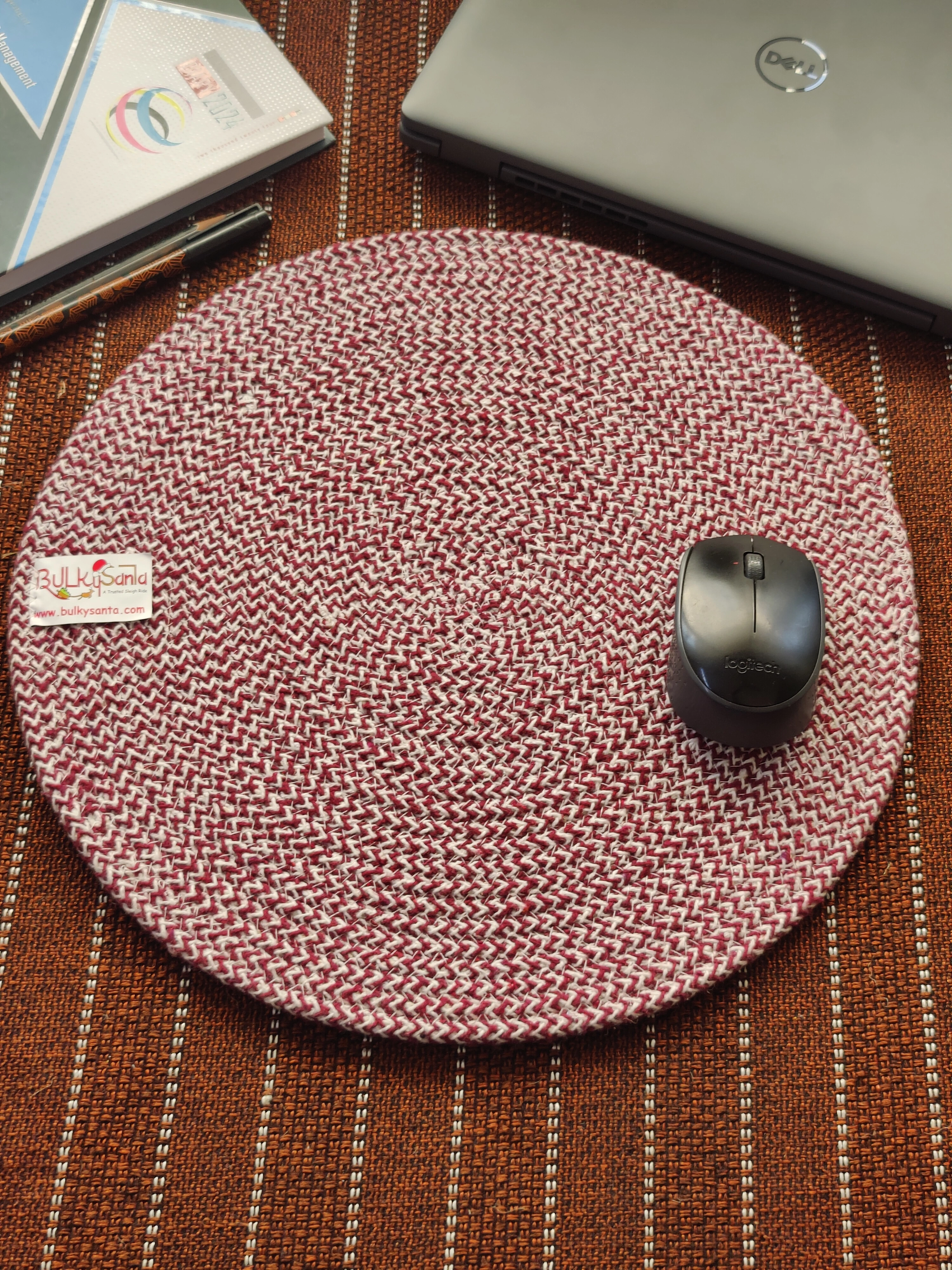 Cotton Place mats 38 cm (15&quot;) Round Table Mats, Heat Resistant, Reversible Use, Washable (Maroon)-Pack of 1-9