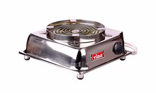 VIDS 2050 watt Powerful Electric Coil Stove Heavy Duty (Copper Wire with 15 Amp Power Plug) | G Coil Hot Plate | Commercial Electric Stove, Extra Large (Stainless Steel)