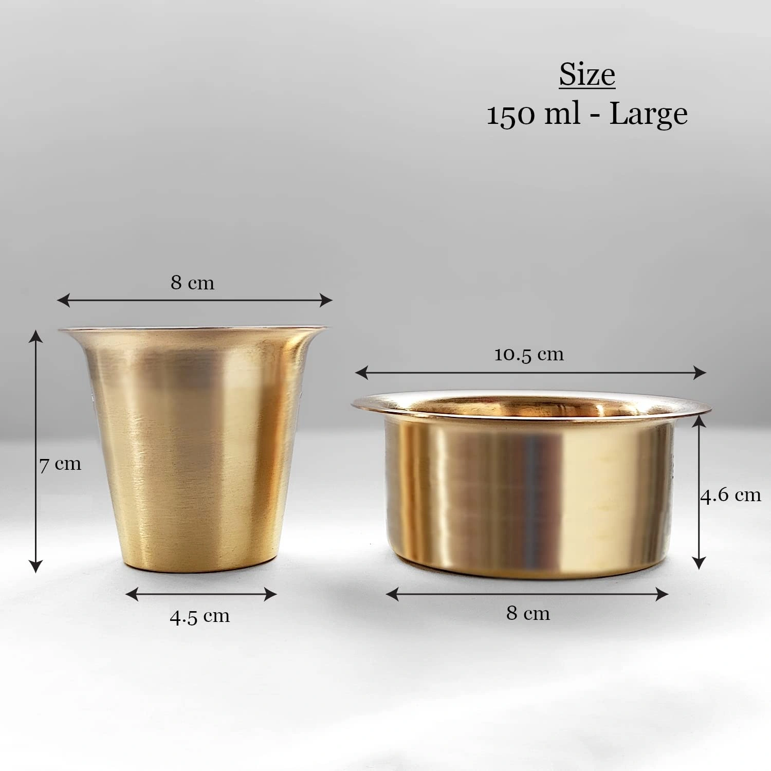 Pure Brass Coffee Dabara Set | Kombakonam Dawara Set for Filter Coffee and Tea Serving (Pack of 2)-10