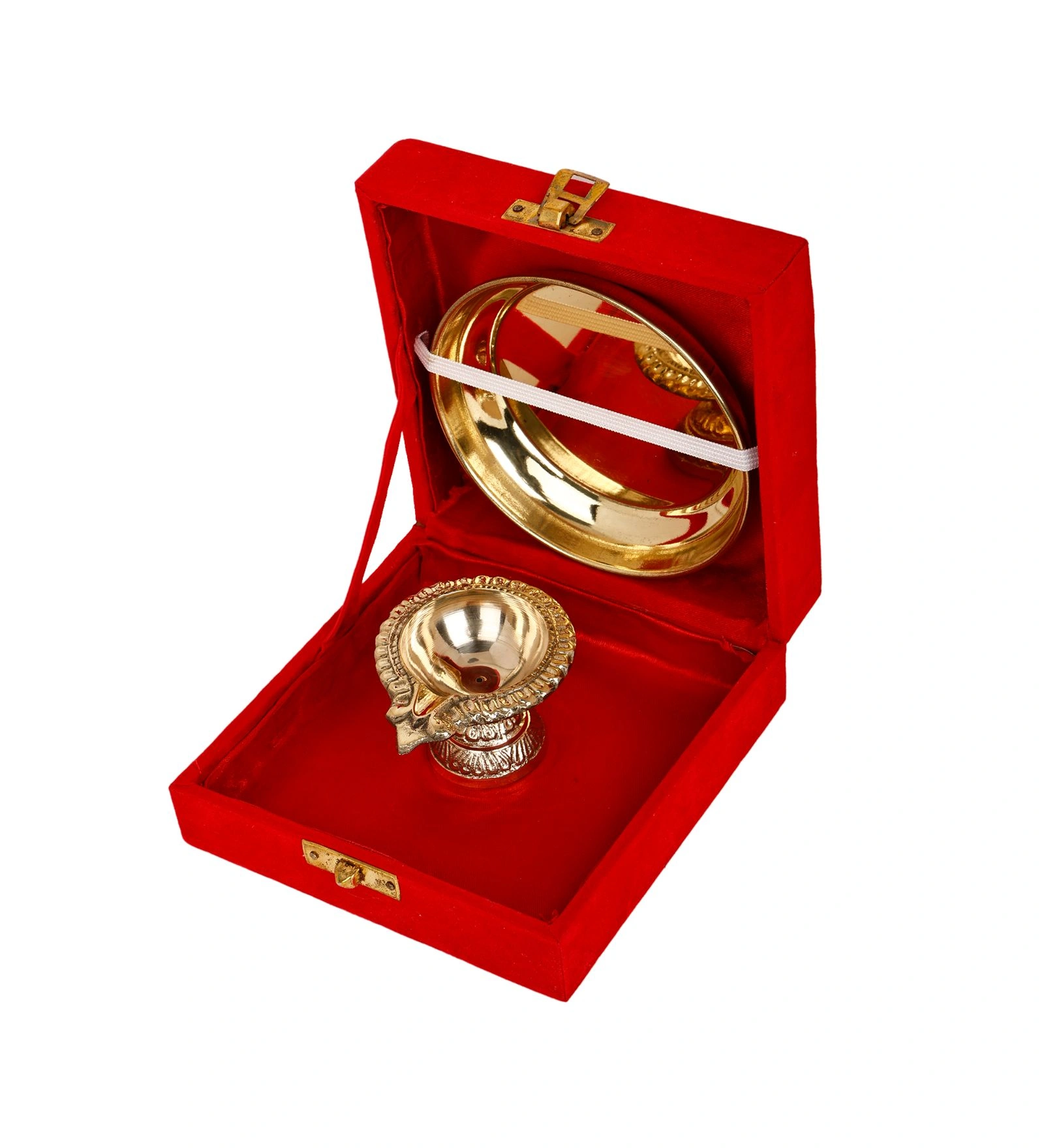 Brass Plate with Diya || Brass Laxmi Kuber Diya Big Size || Brass Plate 4 inches (with Gift Box)-7