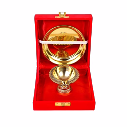 brass plate with diya || brass laxmi kuber diya big size || brass plate 4 inches (with gift box)
