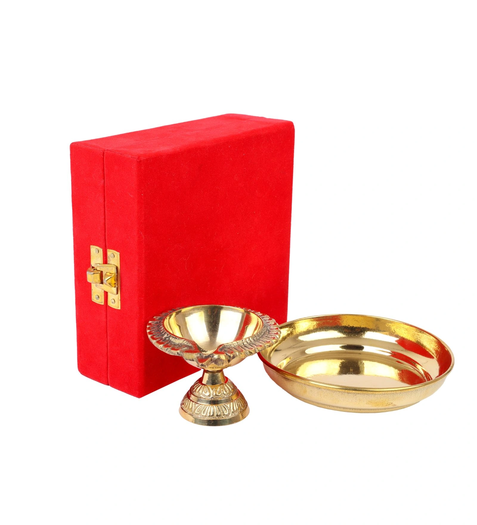 Brass Plate with Diya || Brass Laxmi Kuber Diya Big Size || Brass Plate 4 inches (Without Gift Box)-6