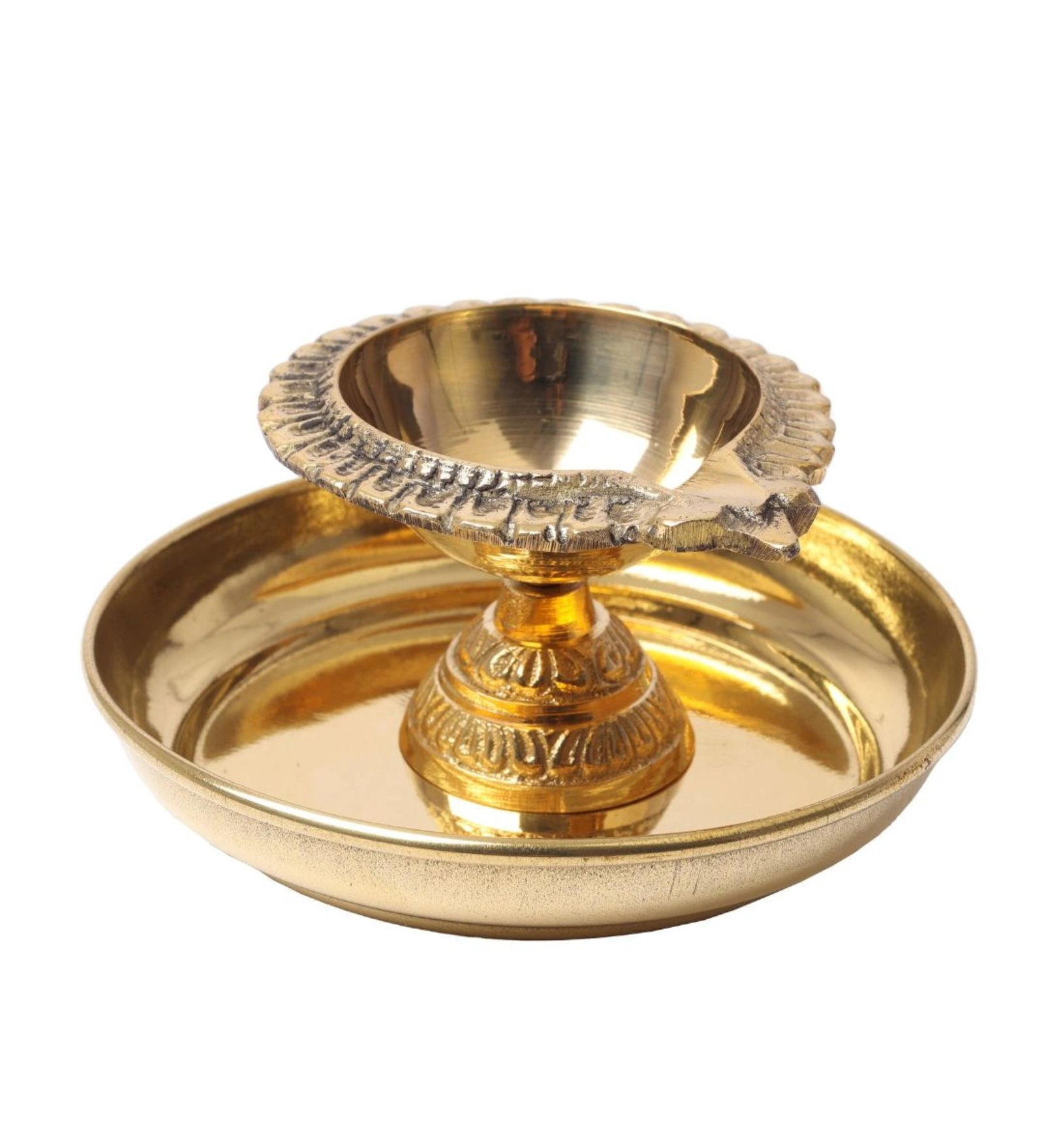 Brass Plate with Diya || Brass Laxmi Kuber Diya Big Size || Brass Plate 4 inches (Without Gift Box)-5