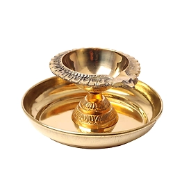 BulkySanta Brass Plate with Diya || Brass Laxmi Kuber Diya Big Size || Brass Plate 4 inches (Without Gift Box)