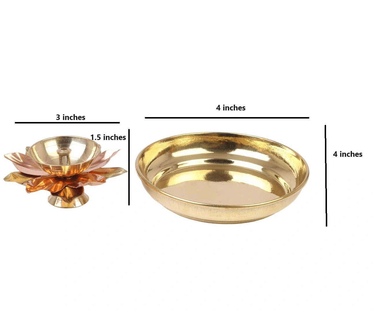 Brass Plate with Diya || Brass Lotus Diya Small || Brass Plate 4 inches (Without Gift Box)-8