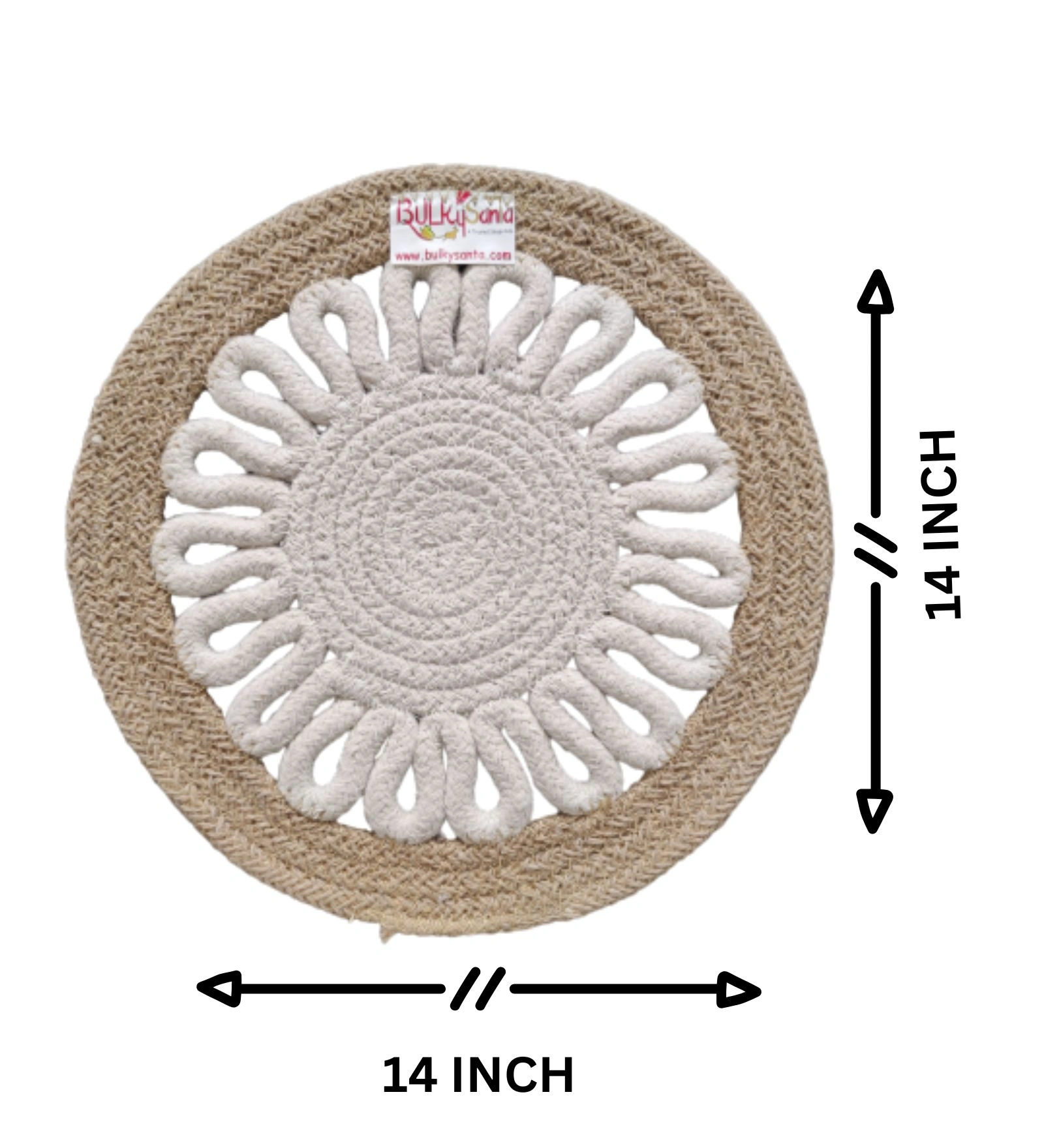 BulkySanta Cotton Place mats 35 cm (14&quot;) Round Table Mats, Heat Resistant, Reversible Use, Washable (Payal)Pack of 1-Pack of 1-4