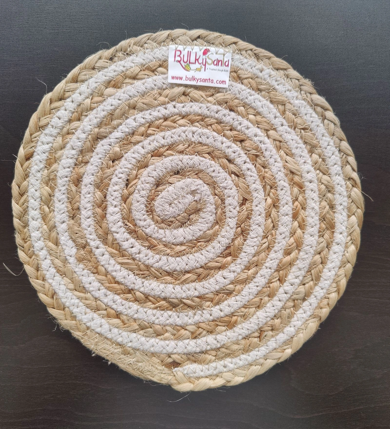 Cotton Place mats 22 cm (9&quot;) Round Table Mats, Heat Resistant, Reversible Use, Washable (Cotton &amp; Jute)-Pack of 1-5