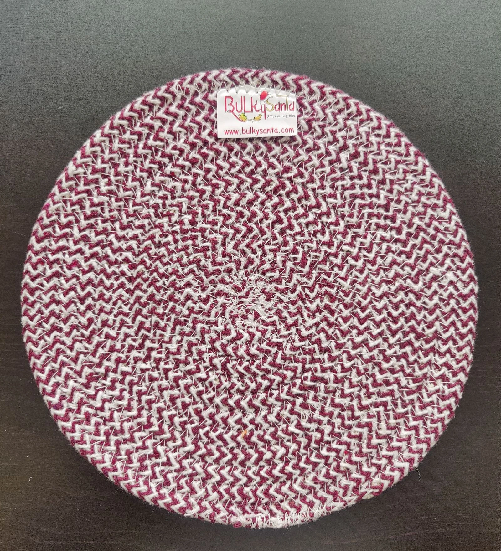 Cotton Place mats 22 cm (9&quot;) Round Table Mats, Heat Resistant, Reversible Use, Washable (Maroon)-Pack of 1-5