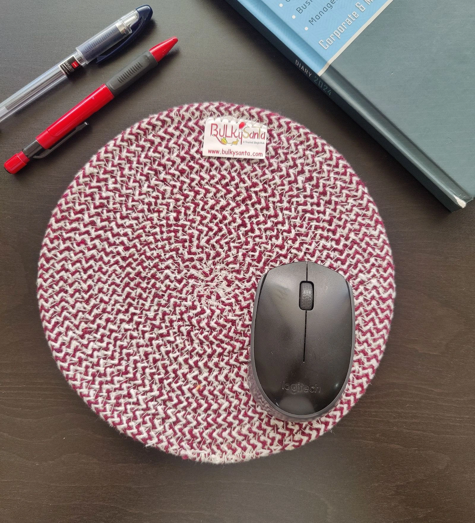 Cotton Place mats 22 cm (9&quot;) Round Table Mats, Heat Resistant, Reversible Use, Washable (Maroon)-Pack of 1-8