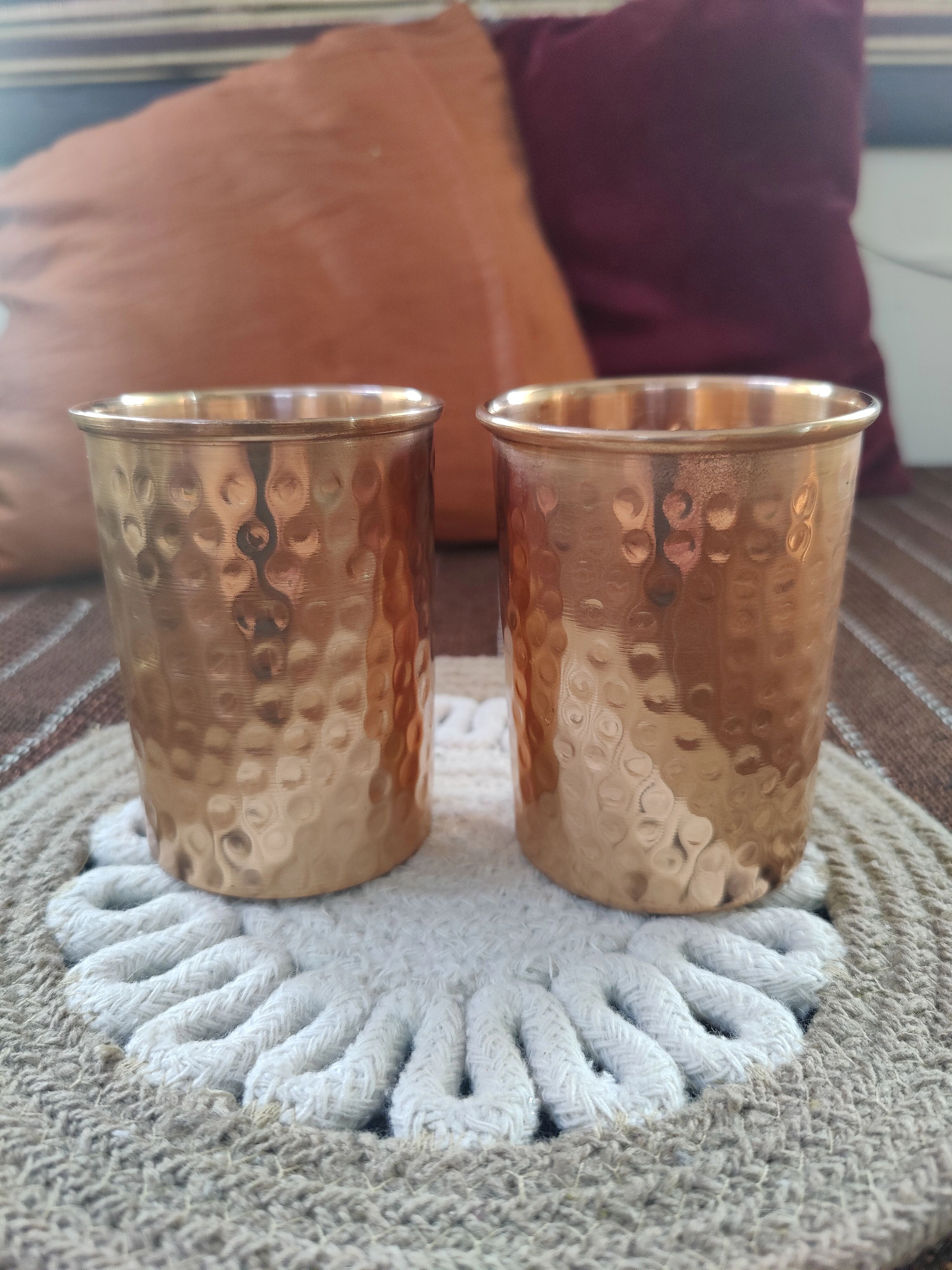 Pure Copper Glasses with Hammered Design (300 ML) - Set of 4-BSCOPPERGLASSES4