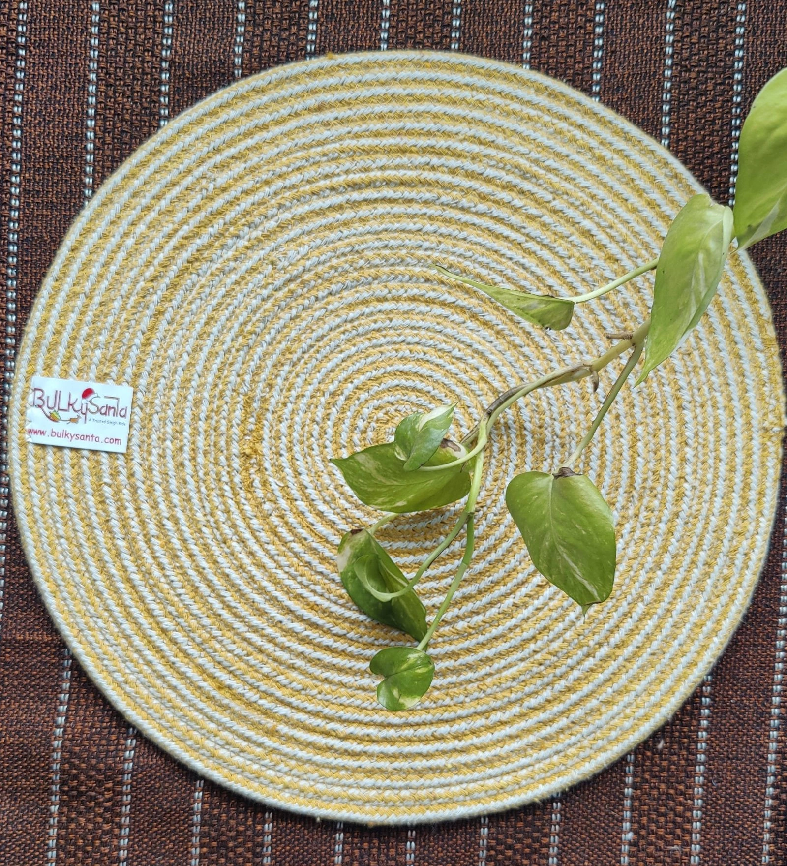 Cotton Place mats 38 cm (15&quot;) Round Table Mats, Heat Resistant, Reversible Use, Washable (Yellow)-BSPL-15IN1PC-YELLOW