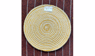 Cotton Place mats 22 cm (9") Round Table Mats, Heat Resistant, Reversible Use, Washable (Yellow)