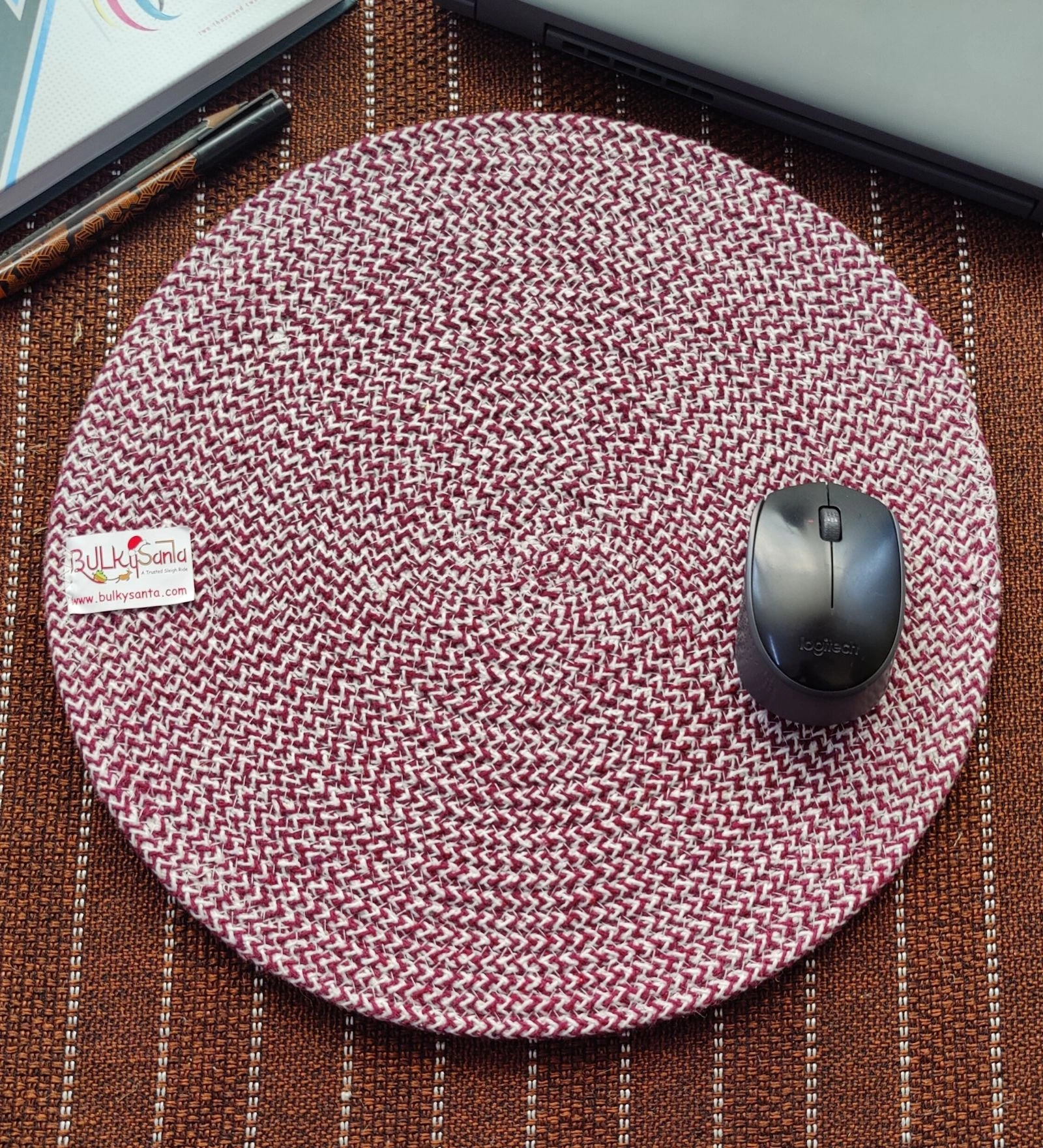 Cotton Place mats 38 cm (15&quot;) Round Table Mats, Heat Resistant, Reversible Use, Washable (Maroon)-FIEO_PL-CC-02-MAROON1