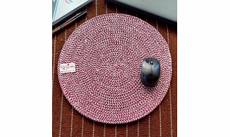 Cotton Place mats 38 cm (15") Round Table Mats, Heat Resistant, Reversible Use, Washable (Maroon)