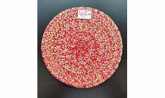 Cotton Place mats 22 cm (9") Round Table Mats, Heat Resistant, Reversible Use, Washable (RED-Yellow)
