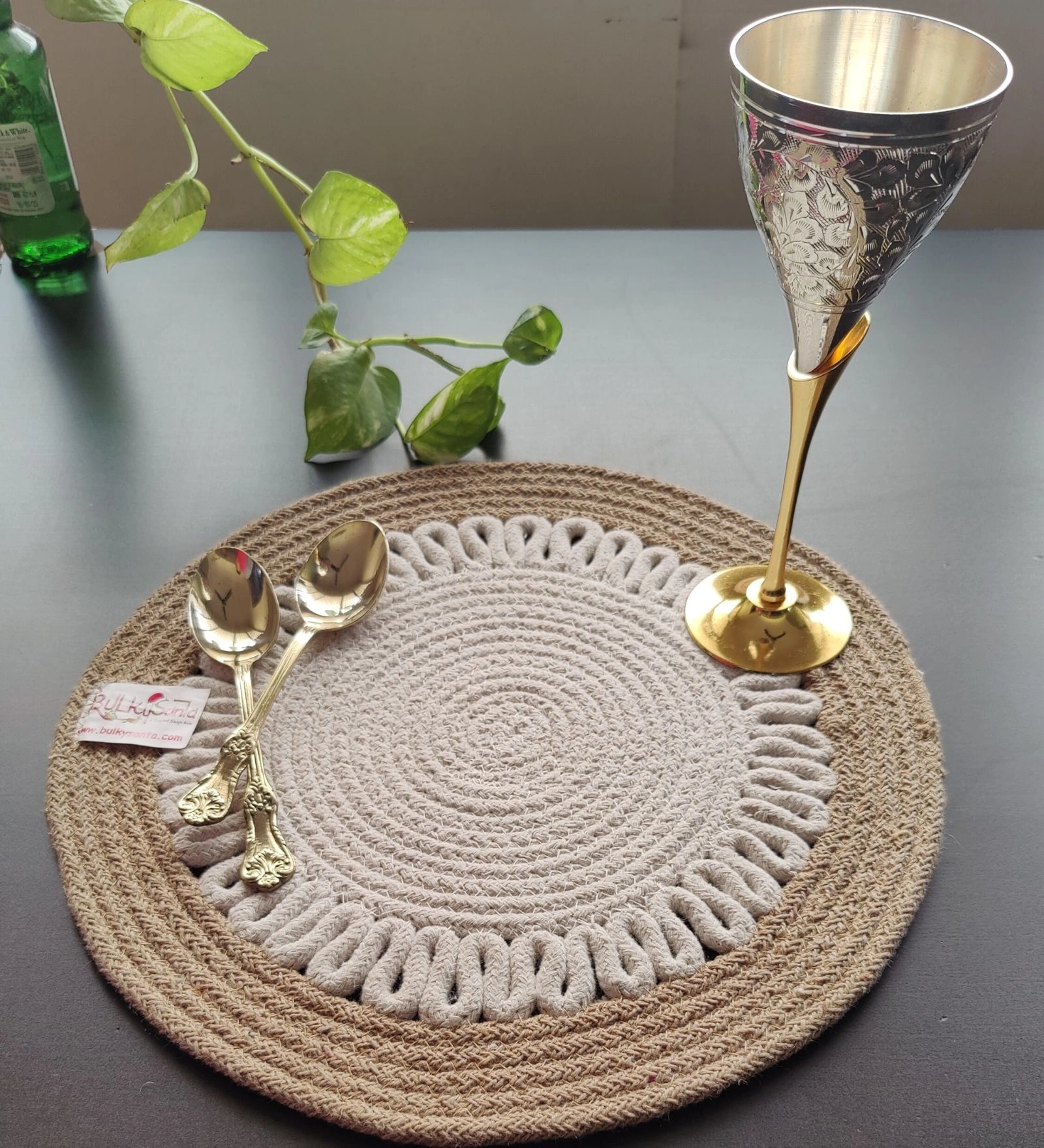 Cotton Place mats 35 cm (14&quot;) Round Table Mats, Heat Resistant, Reversible Use, Washable (Payal)-FIEO_PL-CC-03-PAYAL1