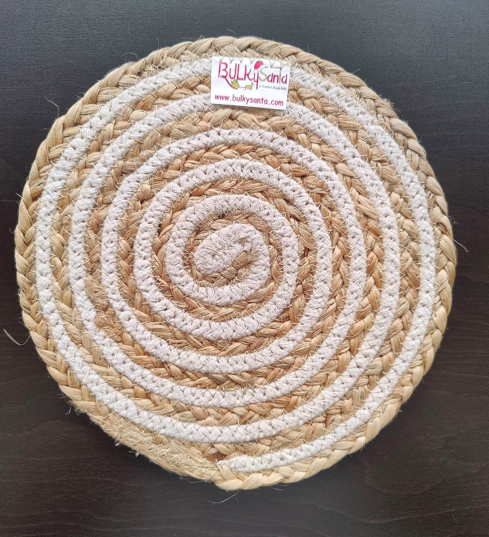 Cotton Place mats 22 cm (9&quot;) Round Table Mats, Heat Resistant, Reversible Use, Washable (Cotton &amp; Jute)-BSPLCOTTONJUTE9IN1PC