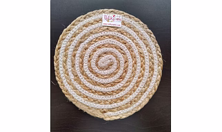 Cotton Place mats 22 cm (9") Round Table Mats, Heat Resistant, Reversible Use, Washable (Cotton & Jute)