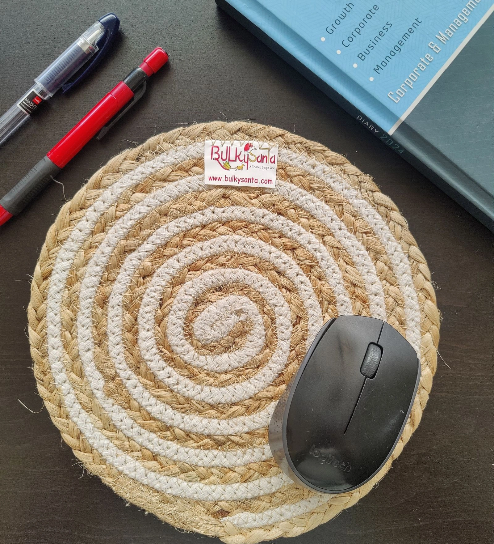 Cotton Place mats 22 cm (9&quot;) Round Table Mats, Heat Resistant, Reversible Use, Washable (Cotton &amp; Jute)-Pack of 1-2