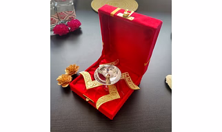 Brass Swastik Diya (4" x 4" x 1.5") with Gift Box | Brass Diya with satiya