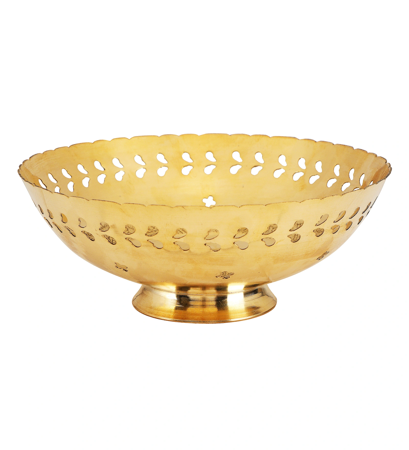 Brass Fruit Bowl with Hand Engraved Design (Size - 7 inches Approx.) (Brass)-4