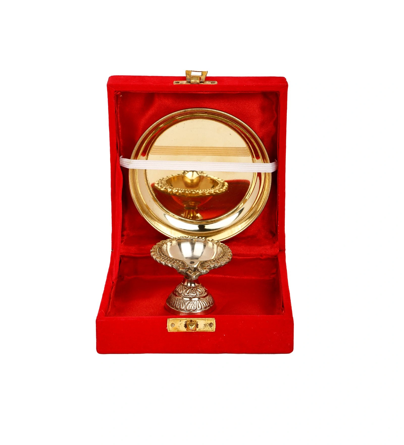 Brass Plate with Diya || Brass Laxmi Kuber Diya Big Size || Brass Plate 4 inches (with Gift Box)-BSKUBERDIYAPLATEWITHBOX