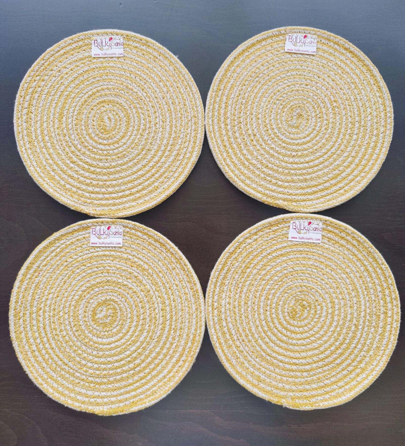 Cotton Place mats 22 cm (9&quot;) Round Table Mats, Heat Resistant, Reversible Use, Washable (Yellow)-FIEO_PL-CC-09IN-YELLOWSMALL4