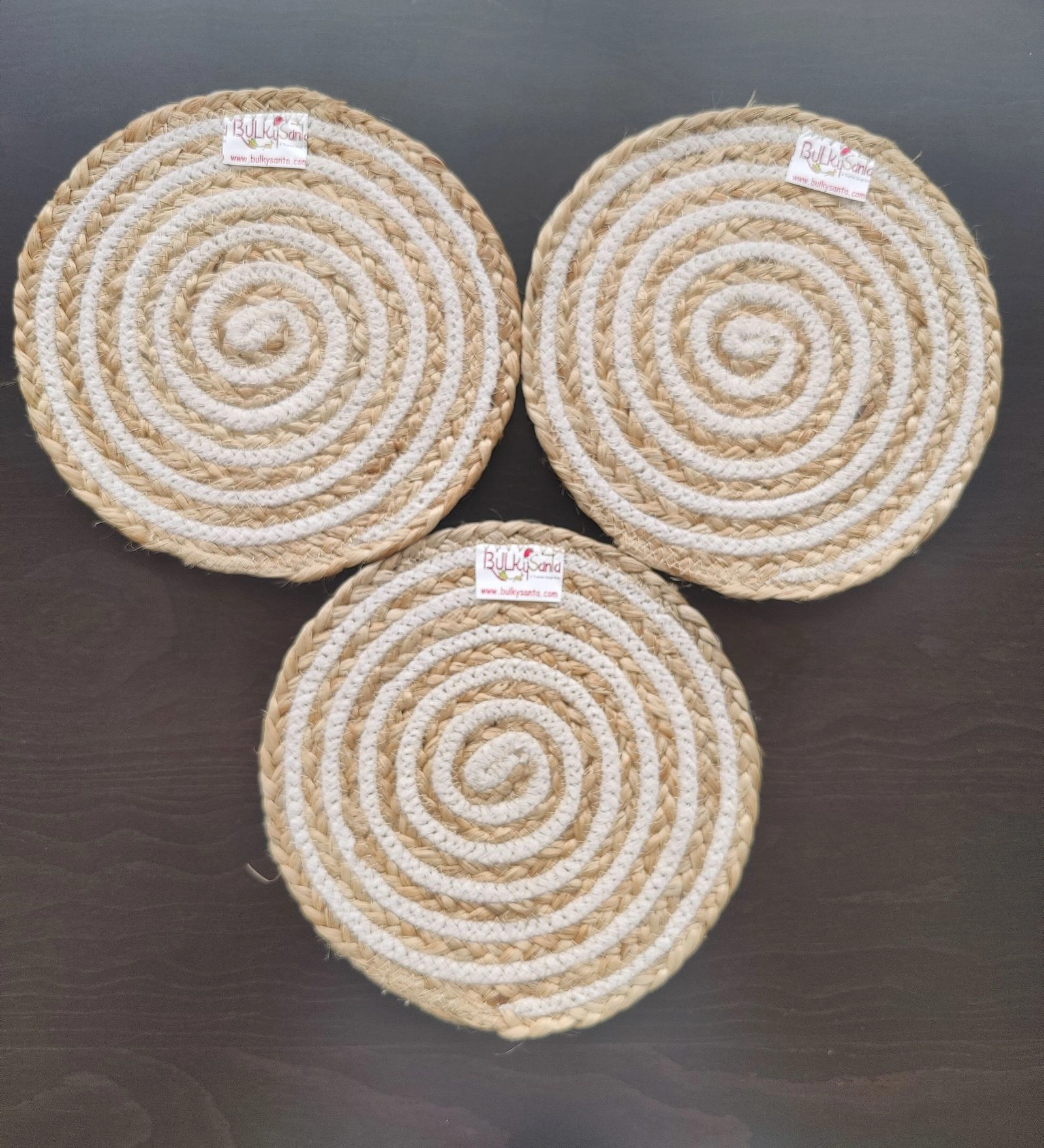 Cotton Place mats 22 cm (9&quot;) Round Table Mats, Heat Resistant, Reversible Use, Washable (Cotton &amp; Jute)-FIEO_CJ-09IN-COTTON-JUTE3