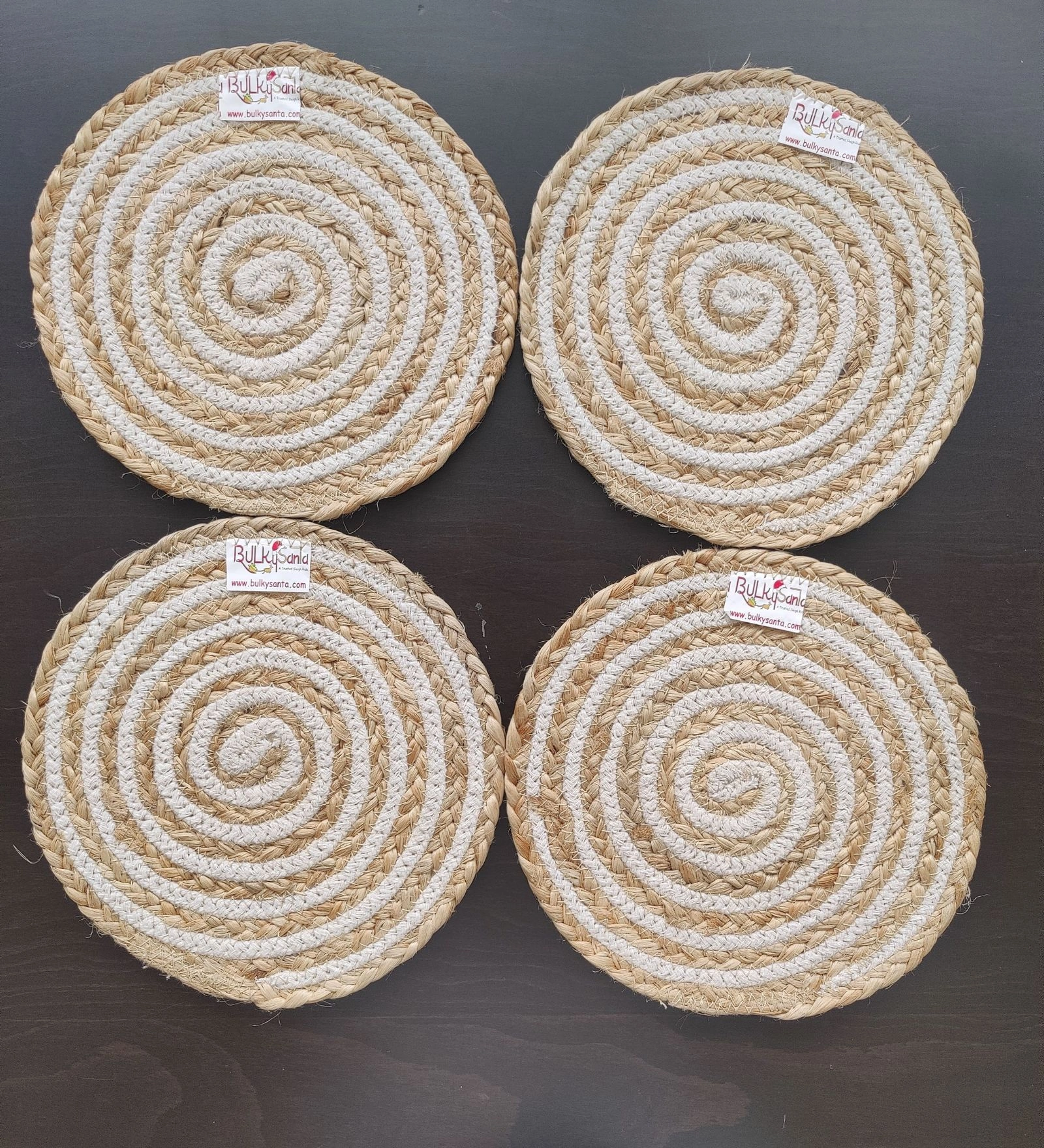 Cotton Place mats 22 cm (9&quot;) Round Table Mats, Heat Resistant, Reversible Use, Washable (Cotton &amp; Jute)-FIEO_CJ-09IN-COTTON-JUTE4