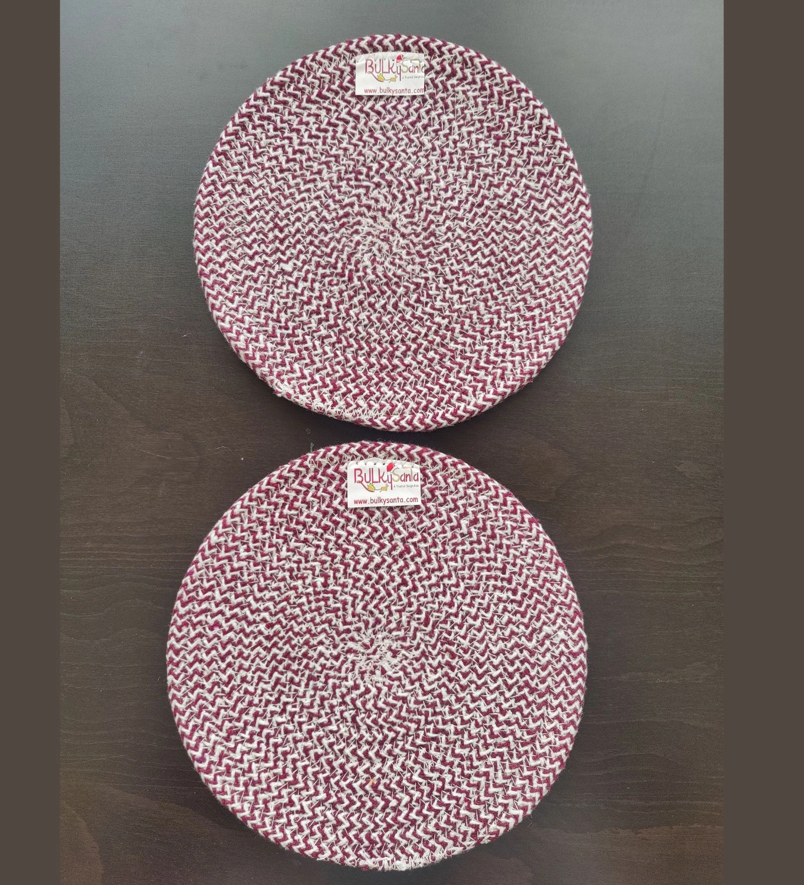 Cotton Place mats 22 cm (9&quot;) Round Table Mats, Heat Resistant, Reversible Use, Washable (Maroon)-FIEO_PL-09IN-MAROONSMALL2