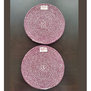 Cotton Place mats 22 cm (9") Round Table Mats, Heat Resistant, Reversible Use, Washable (Maroon)
