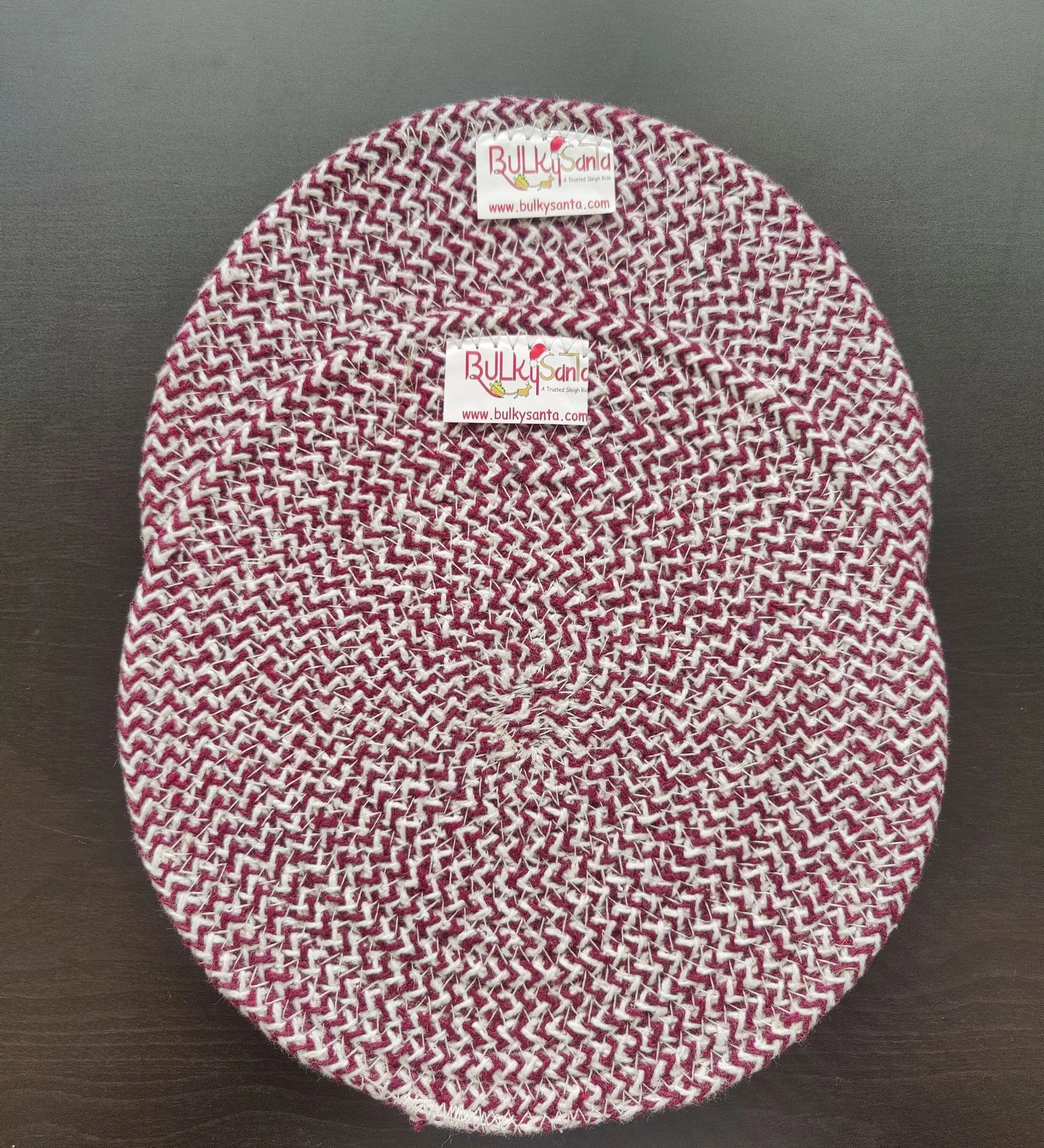 Cotton Place mats 22 cm (9&quot;) Round Table Mats, Heat Resistant, Reversible Use, Washable (Maroon)-Pack of 2-1