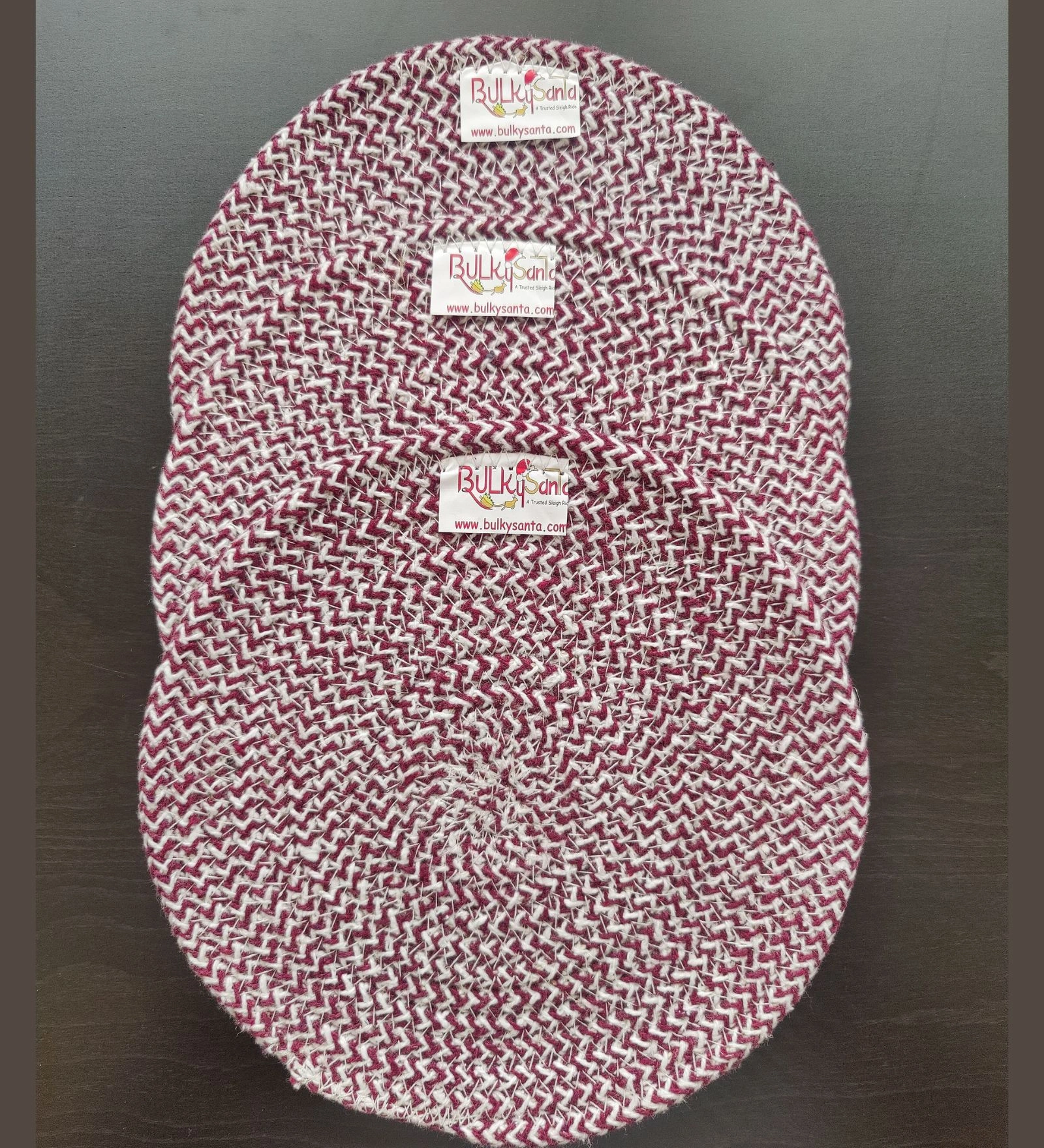 Cotton Place mats 22 cm (9&quot;) Round Table Mats, Heat Resistant, Reversible Use, Washable (Maroon)-Pack of 3-1