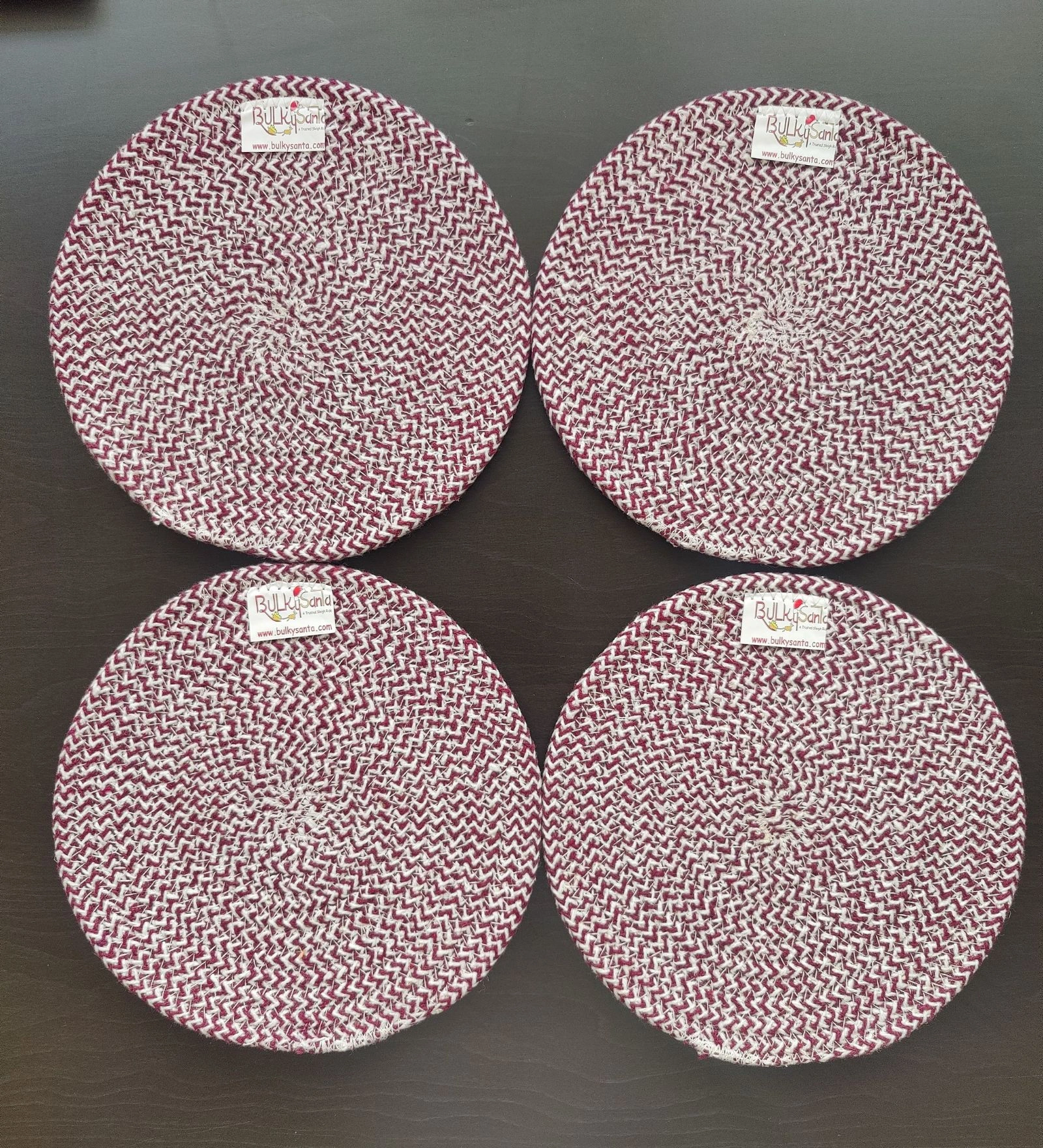 Cotton Place mats 22 cm (9&quot;) Round Table Mats, Heat Resistant, Reversible Use, Washable (Maroon)-FIEO_PL-09IN-MAROONSMALL4